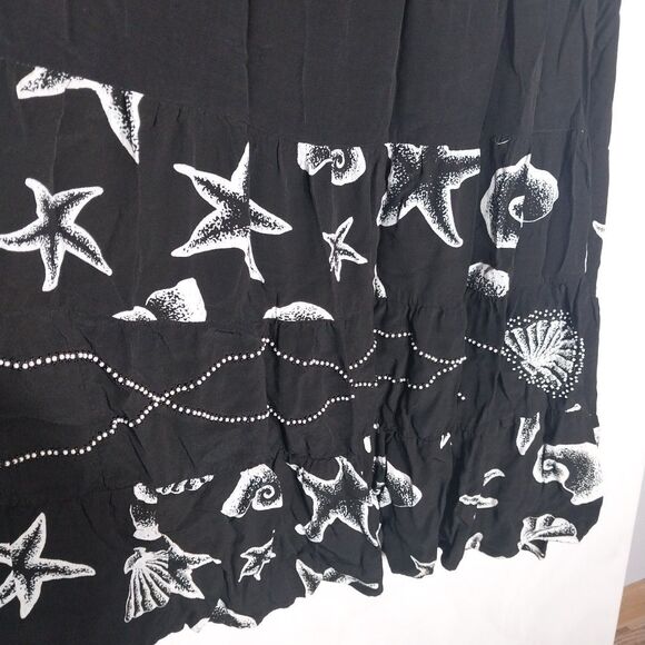 Bop Maxi Skirt Sz 1X Black Beaded Stretch Shells Nautical Whimsigoth Boho Beachy - Picture 2 of 6